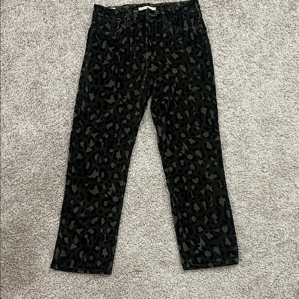 Levi High Rise Straight Crop Leopard Corduroy Pants